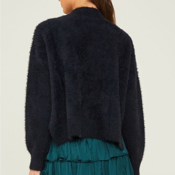 NWT Altar’d State Dressy Emory Eyelash Sweater in Black Oversized Boxy XS - Picture 2 of 13